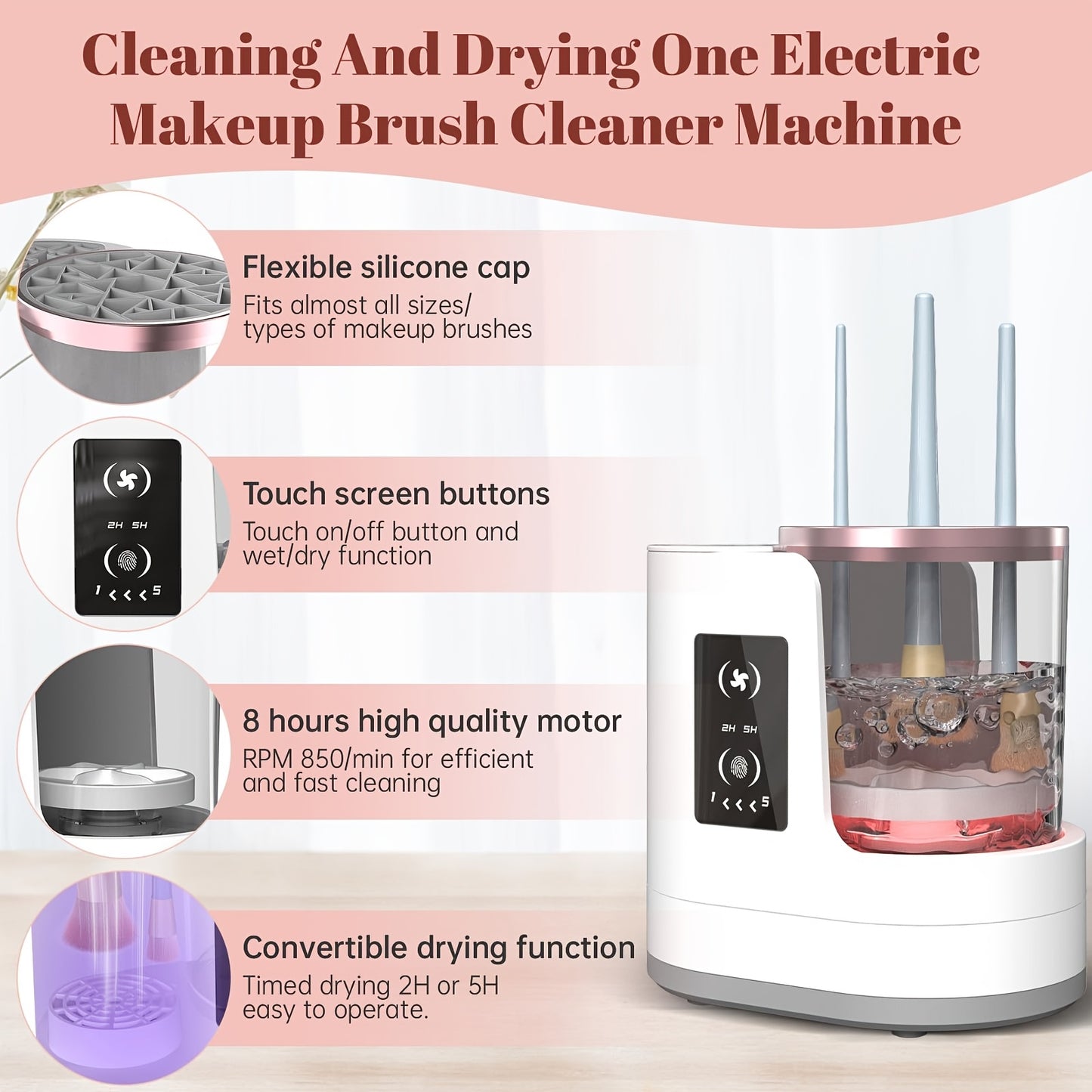 Electric Makeup Brush Cleaner Powered by USB – Fast Drying, Automatic, And Portable with a Dual-Section Design for Cleaning And Drying, Perfect As a Holiday Gift