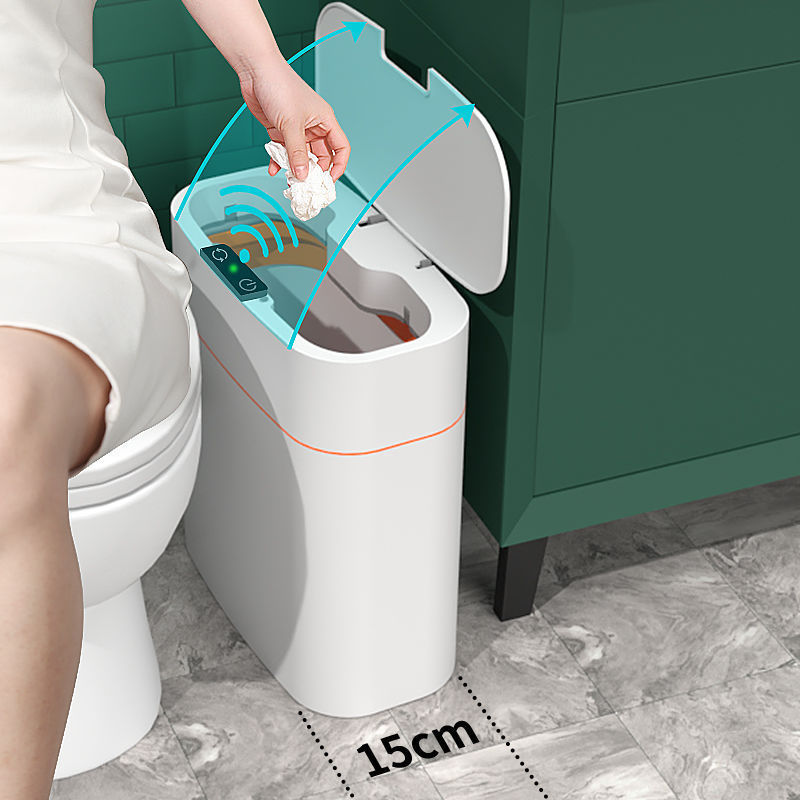 Smart Trash Can With Lid For Bedroom And Living Room Kitchen Storage Box Trash Can Induction Small Car Box Automatic Smart Dustbin Smart Trash Bin-c