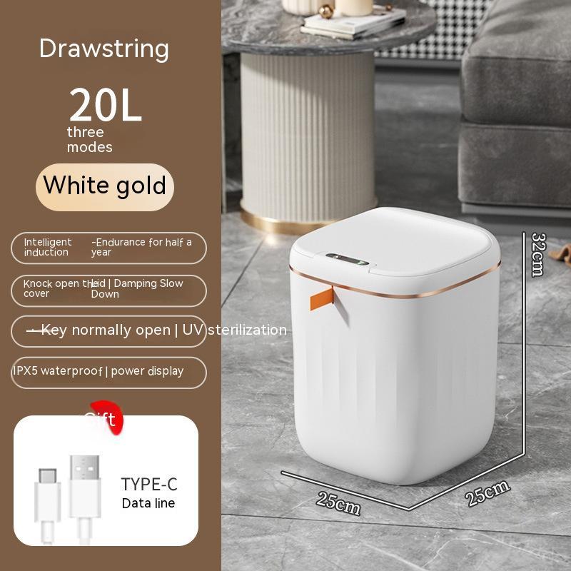 Smart Trash Can With Lid For Bedroom And Living Room Kitchen Storage Box Trash Can Induction Small Car Box Automatic Smart Dustbin Smart Trash Bin-c