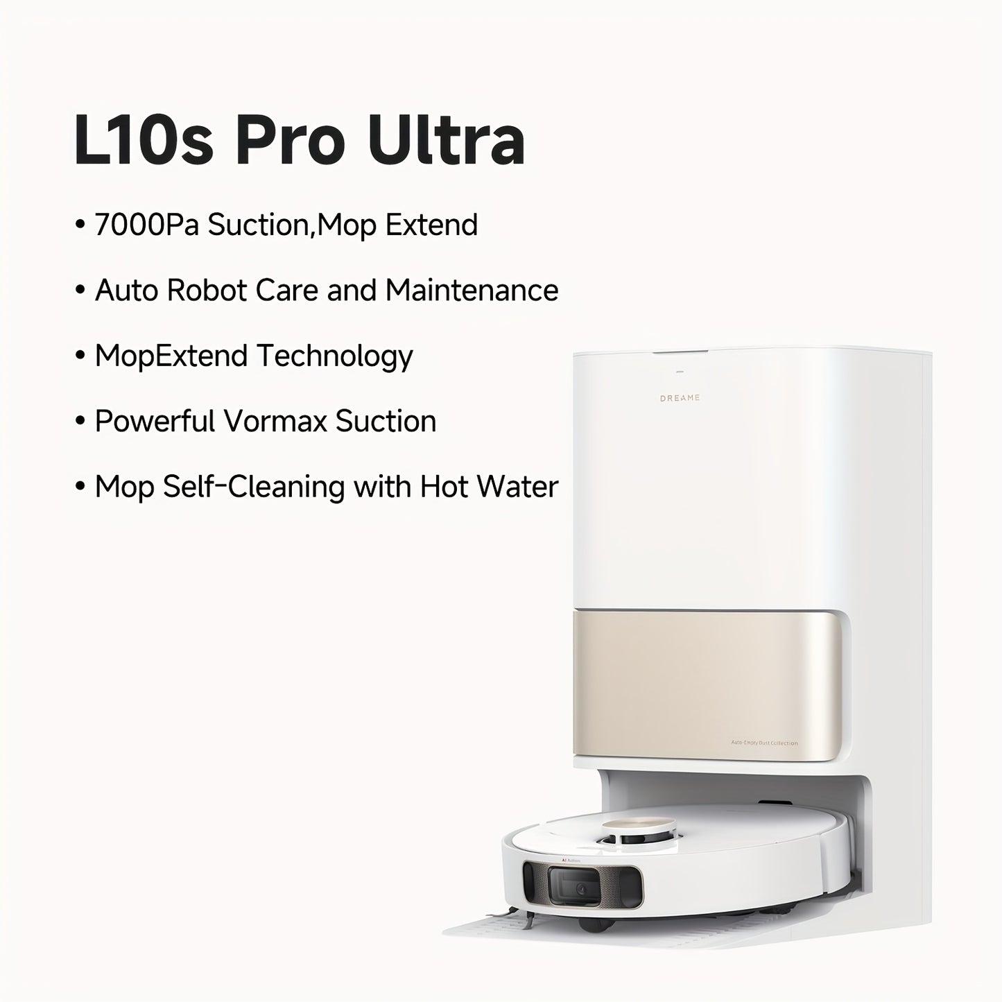 Dreame L10s Pro Ultra Heat Robot Vacuum and Mop Combo with 7000Pa Powerful Suction, AI Navigation & Obstacle avoidance, Auto-Cleaning System, 136°F Hot Mop, Wi-Fi/Wireless, for Hard Floors, Carpets, Pet Hair - Compatible wit
