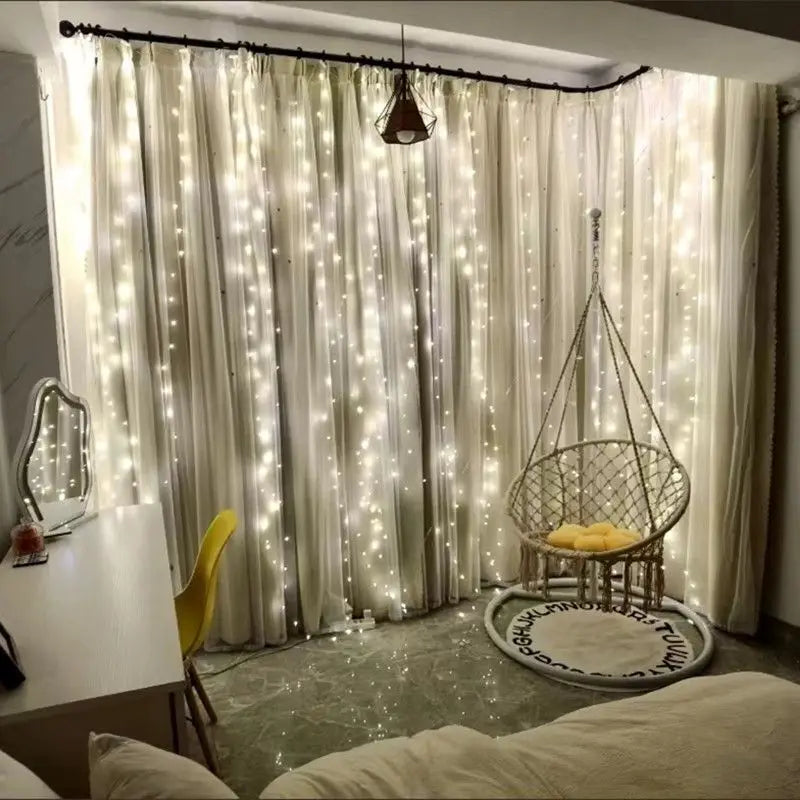 3M/6M LED Garland Curtain Lights 8 Modes USB Remote Control Fairy Lights String Wedding Christmas Decor for Home Bedroom Lamp