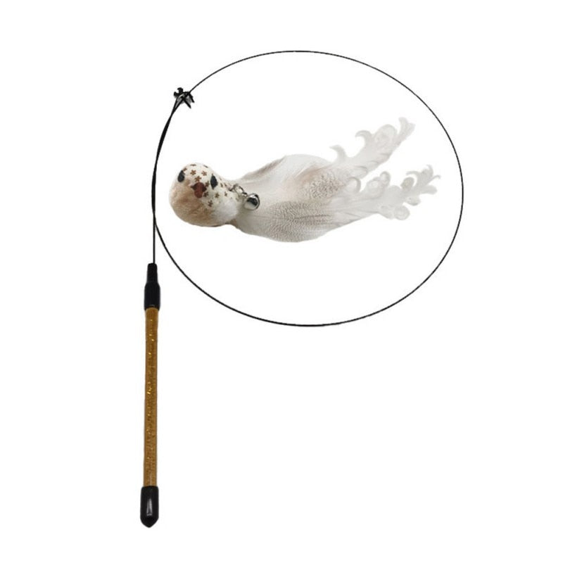 Simulation Bird Interactive Cat Stick Toy with Suction Cup Funny Feather Bird for Kitten Play Chase Exercise Cat Toys Supplies