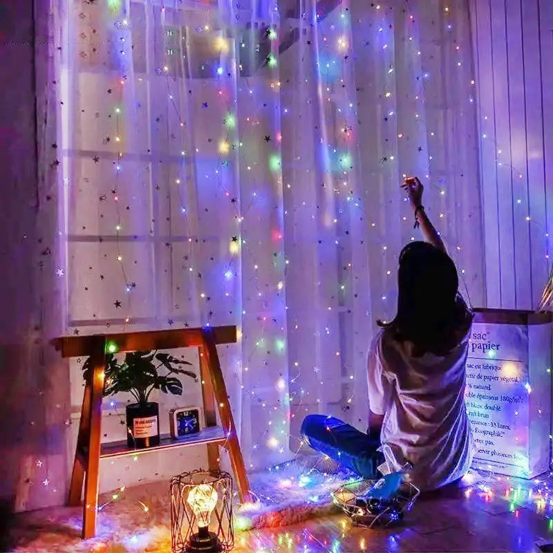 3M/6M LED Garland Curtain Lights 8 Modes USB Remote Control Fairy Lights String Wedding Christmas Decor for Home Bedroom Lamp