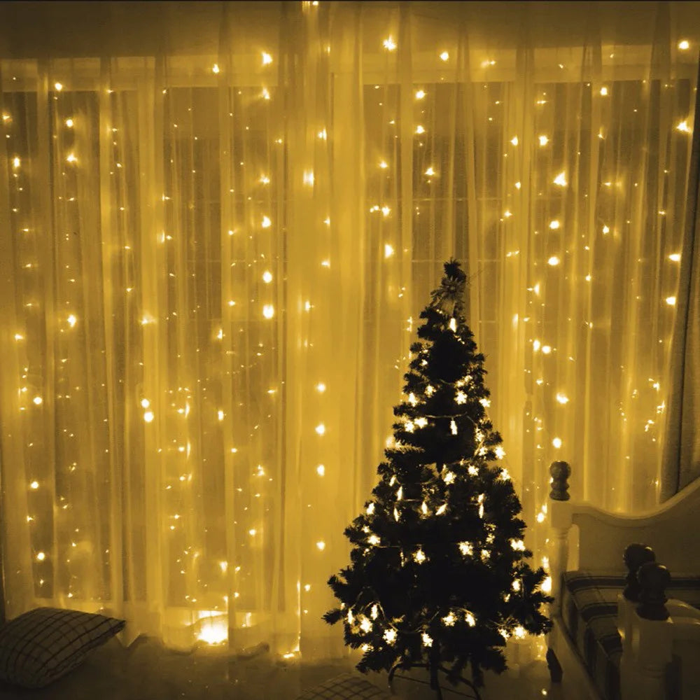 3M/6M LED Garland Curtain Lights 8 Modes USB Remote Control Fairy Lights String Wedding Christmas Decor for Home Bedroom Lamp