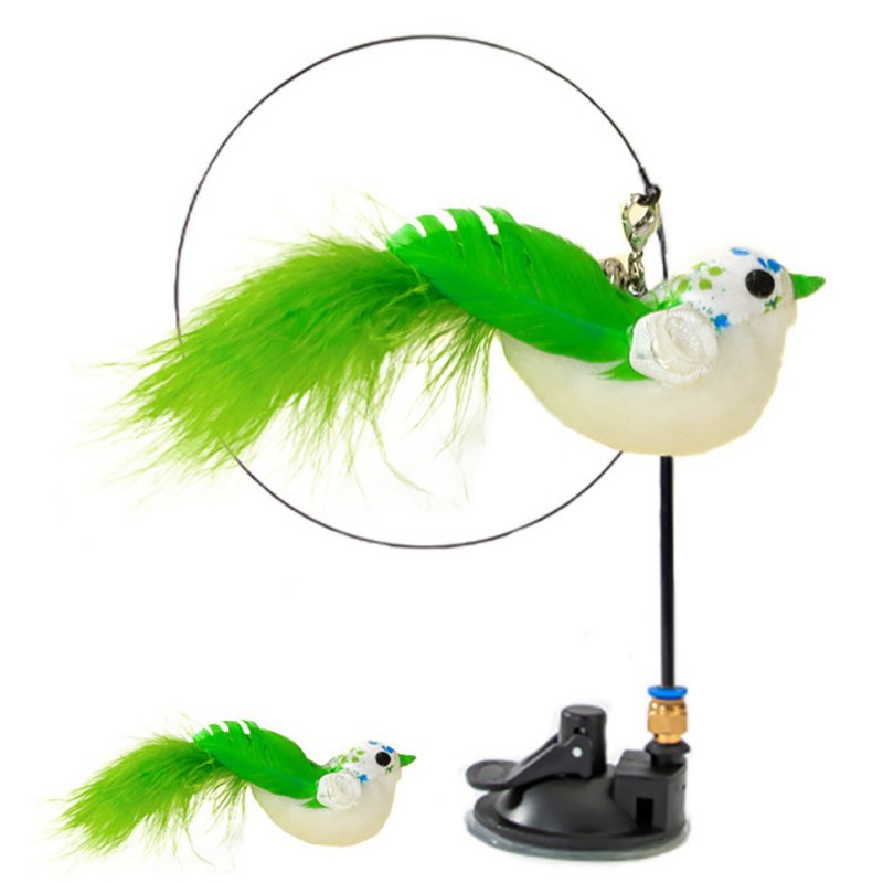 Simulation Bird Interactive Cat Stick Toy with Suction Cup Funny Feather Bird for Kitten Play Chase Exercise Cat Toys Supplies