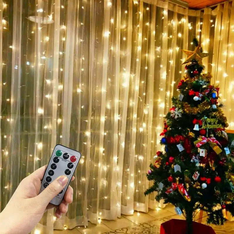 3M/6M LED Garland Curtain Lights 8 Modes USB Remote Control Fairy Lights String Wedding Christmas Decor for Home Bedroom Lamp