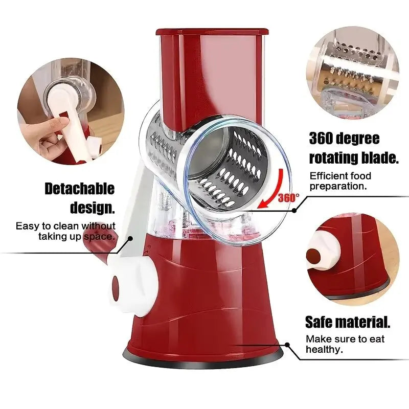 Slicing Grater Manual Rotary 3 In 1 Cheese Grater Food Blender Stainless Steel Potato Slice Chopper Processor Kitchen Accessorie