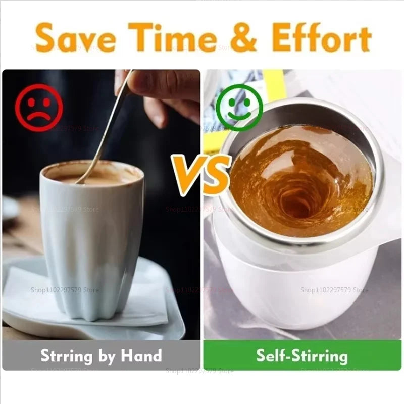 Portable Automatic Mixing Cup 304 Stainless Steel Self Stirring Magnetic Mug Rechargeable Electric Blender For Coffee Milk Tea