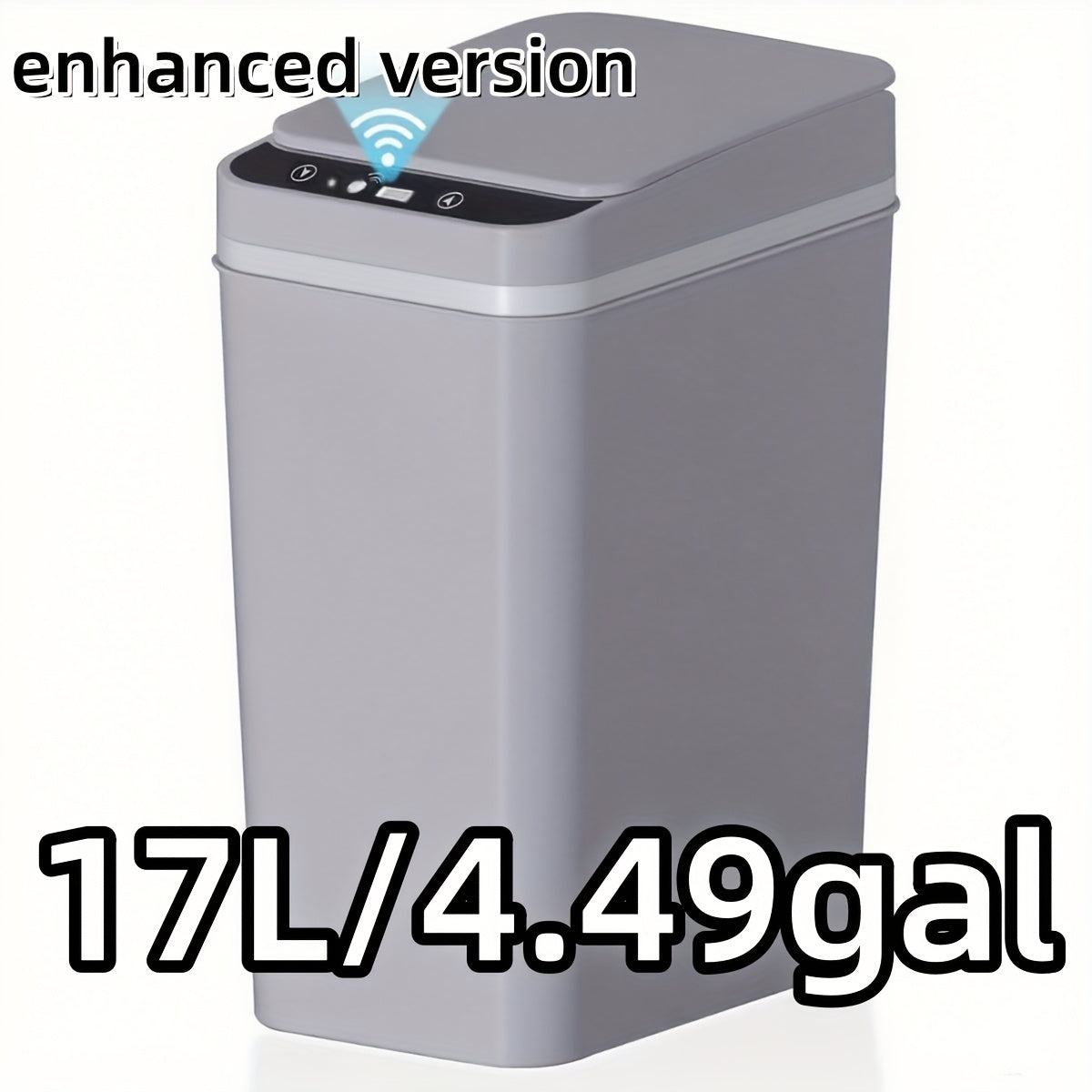1 pack 17L/4.49gal Smart Kitchen Trash Can (enhanced version): multi-mode, kick-activated sensor, stay-open/closed button. AA batteries (not included), modern design - ideal for home, office, bathroom/kitchen, top Halloween/C