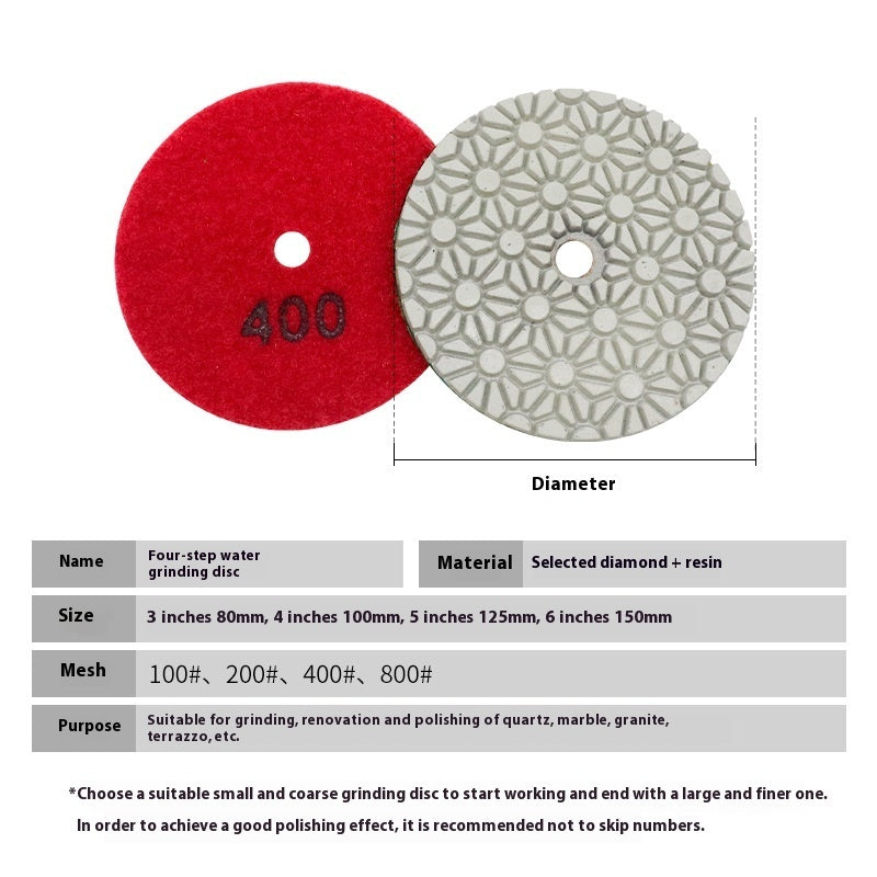4-inch Four-step Water Miller Diamond Polishing Pads Grinding Polishing Pad