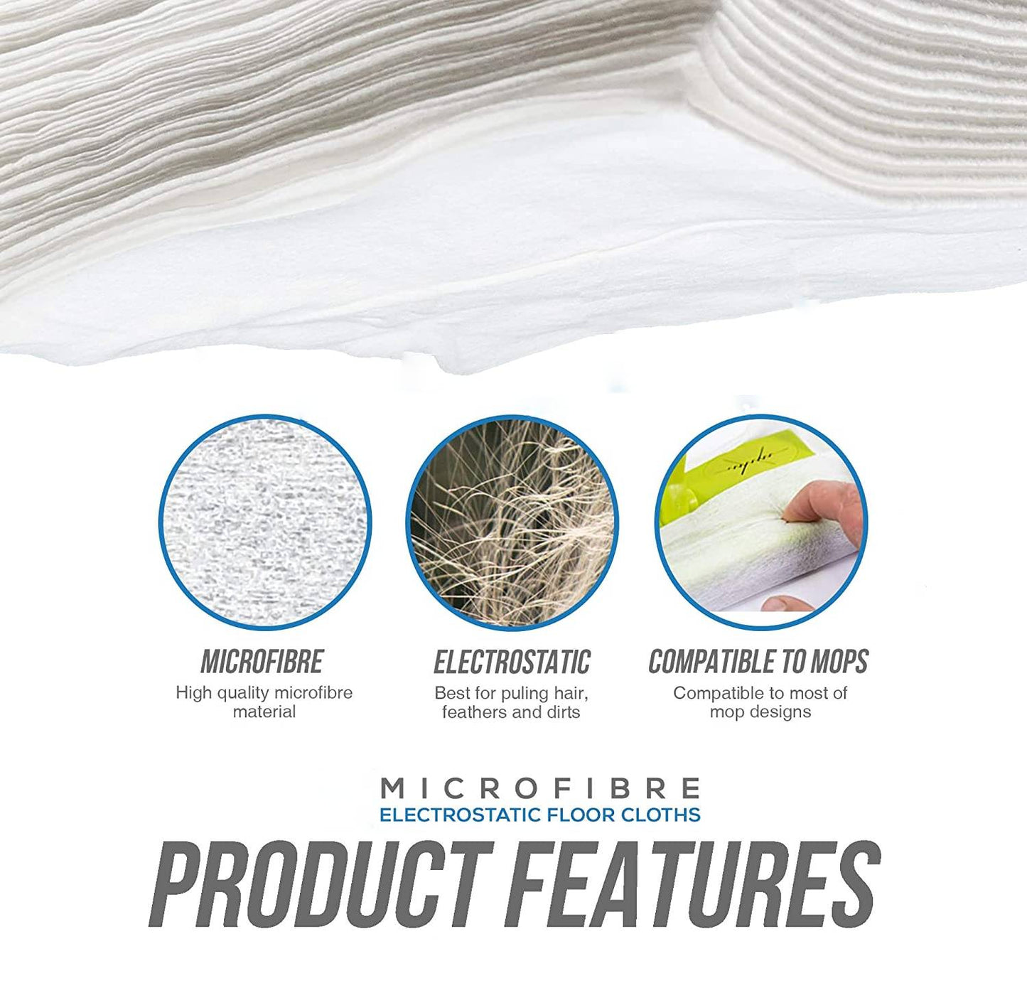 100pcs 12"x8" Disposable MicroFibre Electrostatic Floor Cloths Dust Removal Mop Paper Floor Cleaning Wipes for Flat Swivel Mop