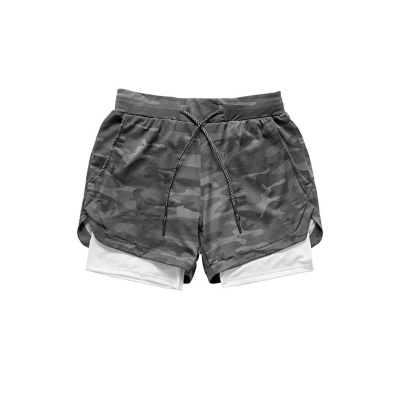 2022 Camo Running Shorts Men 2 In 1 Double-deck Quick Dry GYM Sport Shorts