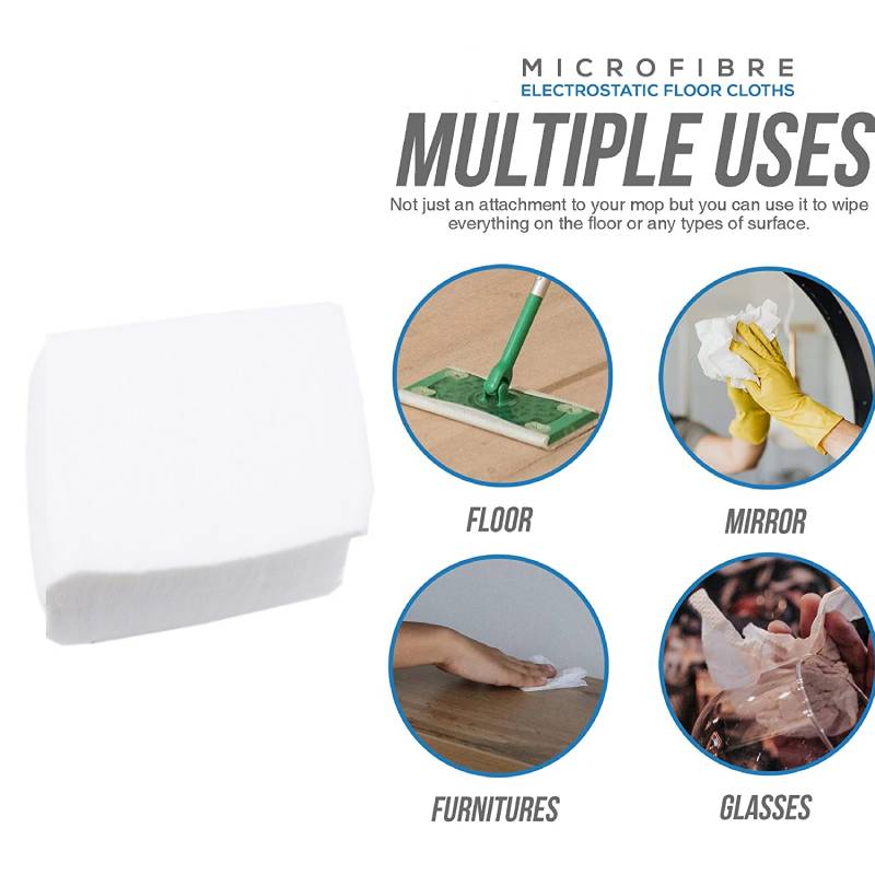 100pcs 12"x8" Disposable MicroFibre Electrostatic Floor Cloths Dust Removal Mop Paper Floor Cleaning Wipes for Flat Swivel Mop