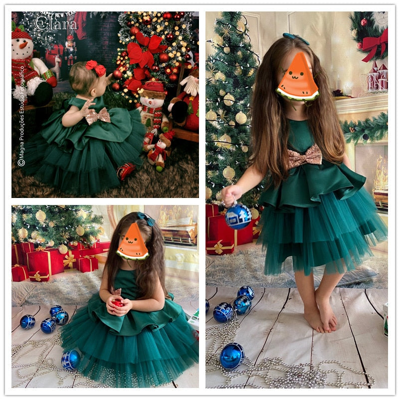 Toddler Baby Girl Dress Big Bow Baptism Dress for Girls