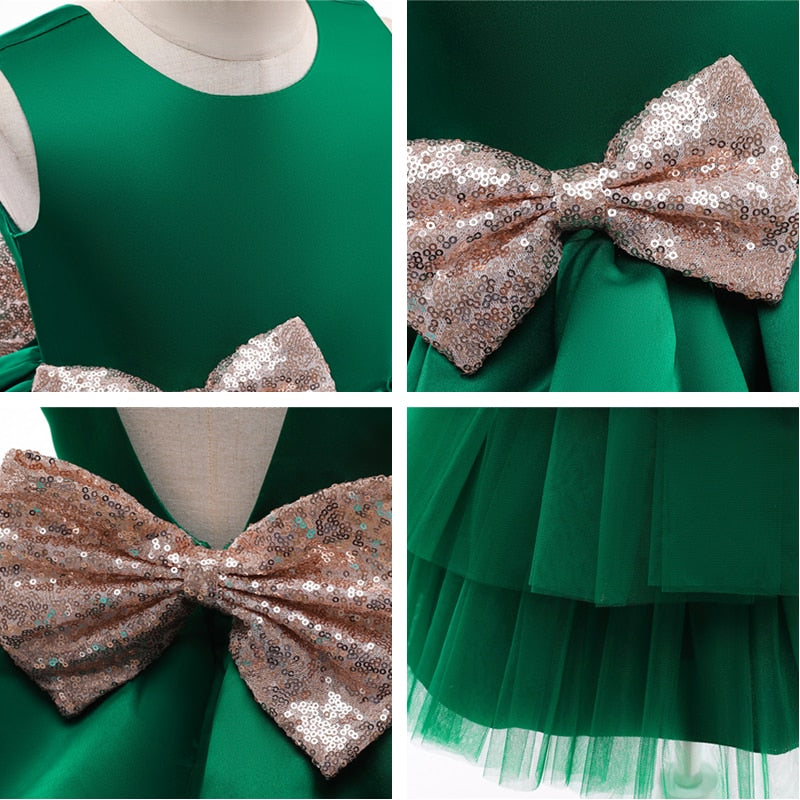 Toddler Baby Girl Dress Big Bow Baptism Dress for Girls