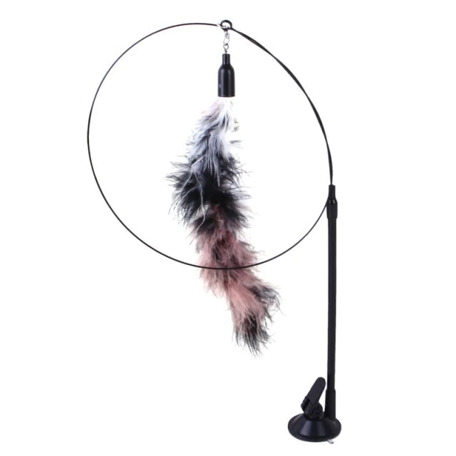 Interactive Cat Toy Funny Simulation Feather Bird with Bell Cat Stick Toy for Kitten Playing Teaser Wand Toy Cat Supplies