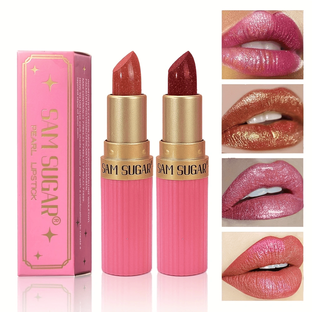 [Long-Lasting Lipstick] Waterproof, Long-Lasting 1pc of Coral Pearlescent Lipstick | Non-Sticky Formula, Easy to Apply for All Skin Types, Shimmer Lip Gloss