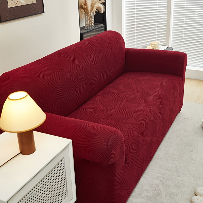 [Modern Sofa Cover] Thickened Modern Elastic 1pc Sofa Cover | Universal Four-Season Protector, 160g/m², Machine Washable, T-cushion Design, Polyester and Spandex Blend, with Elastic-band Closure