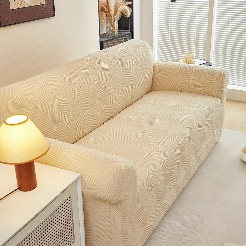 [Modern Sofa Cover] Thickened Modern Elastic 1pc Sofa Cover | Universal Four-Season Protector, 160g/m², Machine Washable, T-cushion Design, Polyester and Spandex Blend, with Elastic-band Closure