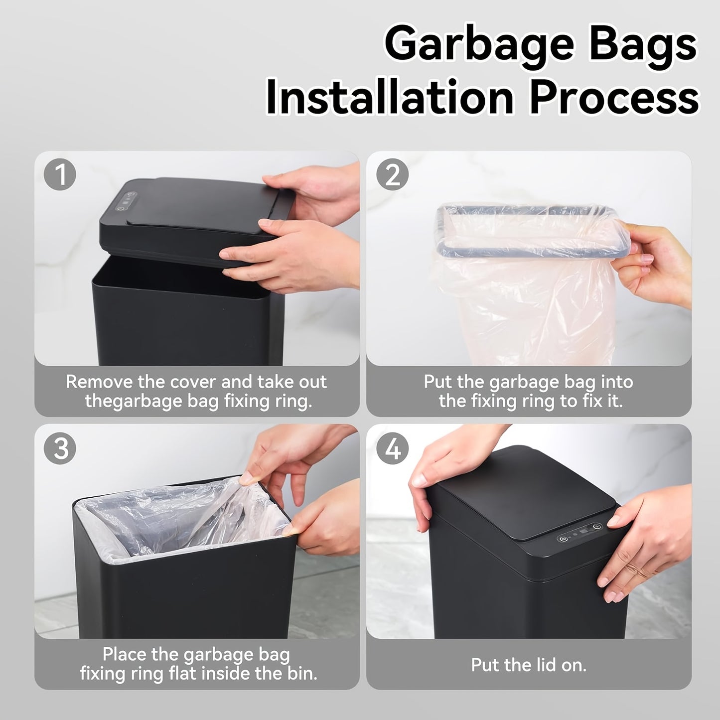 1 pack 17L/4.49gal Smart Kitchen Trash Can (enhanced version): multi-mode, kick-activated sensor, stay-open/closed button. AA batteries (not included), modern design - ideal for home, office, bathroom/kitchen, top Halloween/C