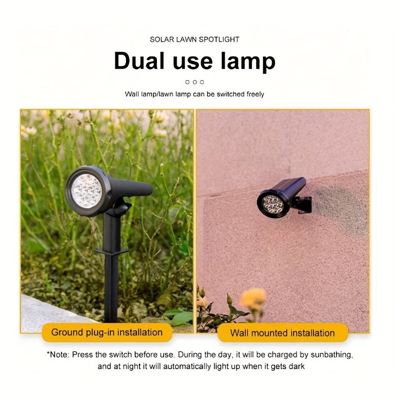 1/2pcs 7LED Solar Lamp -  IP44, Outdoor Environment Lighting, Solar Charging, Lithium Battery, 1200mAh, Plastic Structure, Semi-buried, Outdoor Lighting Solution - Modern Outdoor Lamp - Durable Plastic