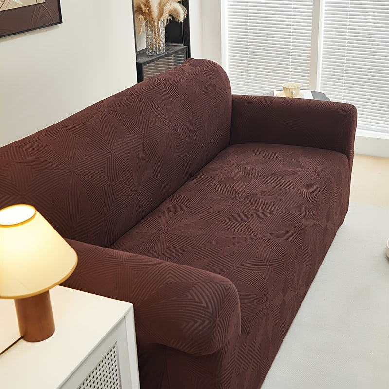 [Modern Sofa Cover] Thickened Modern Elastic 1pc Sofa Cover | Universal Four-Season Protector, 160g/m², Machine Washable, T-cushion Design, Polyester and Spandex Blend, with Elastic-band Closure