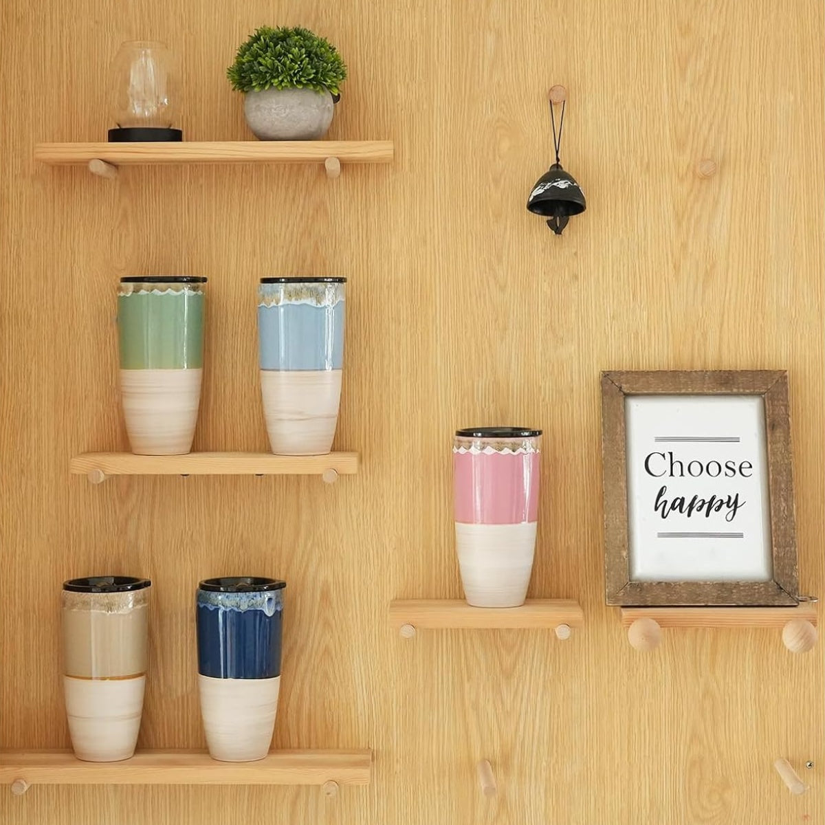 21oz Ceramic Travel Coffee Mug with Lid - Microwave & Dishwasher Safe, Spill-Proof Car Cup Holder Compatible, Reactive Glaze Insulated Design, Elegant Brown/Grey Marbled Pattern, Reusable Coffee Cup for On-the-Go, Office & Ho