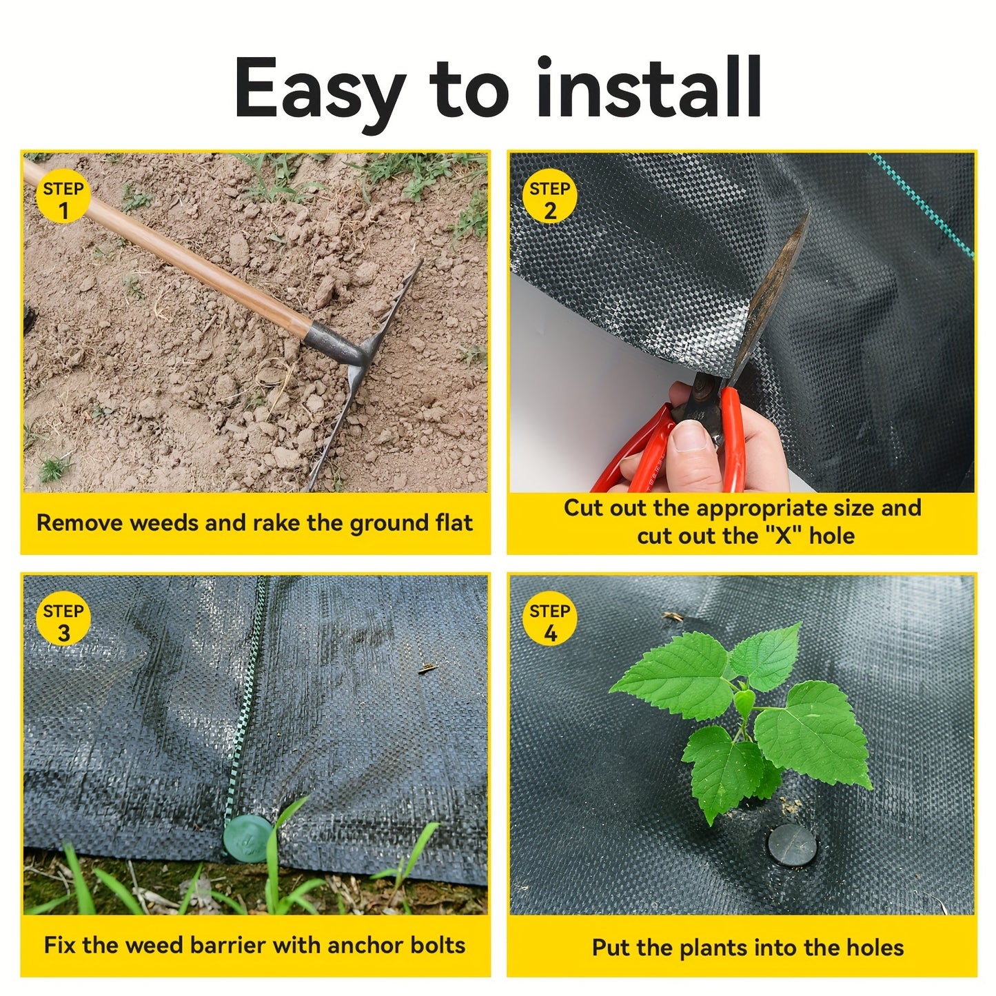 3ft/4ft/5ft X100ft Heavy-Duty Weed Barrier Landscape Fabric - 3.2oz Durable Ground Cover with Black & White Striped Pattern, French Drainage Design for Garden, Patio, Yard, Vehicle Sidewalk - Weed Control & Landscaping, Weed