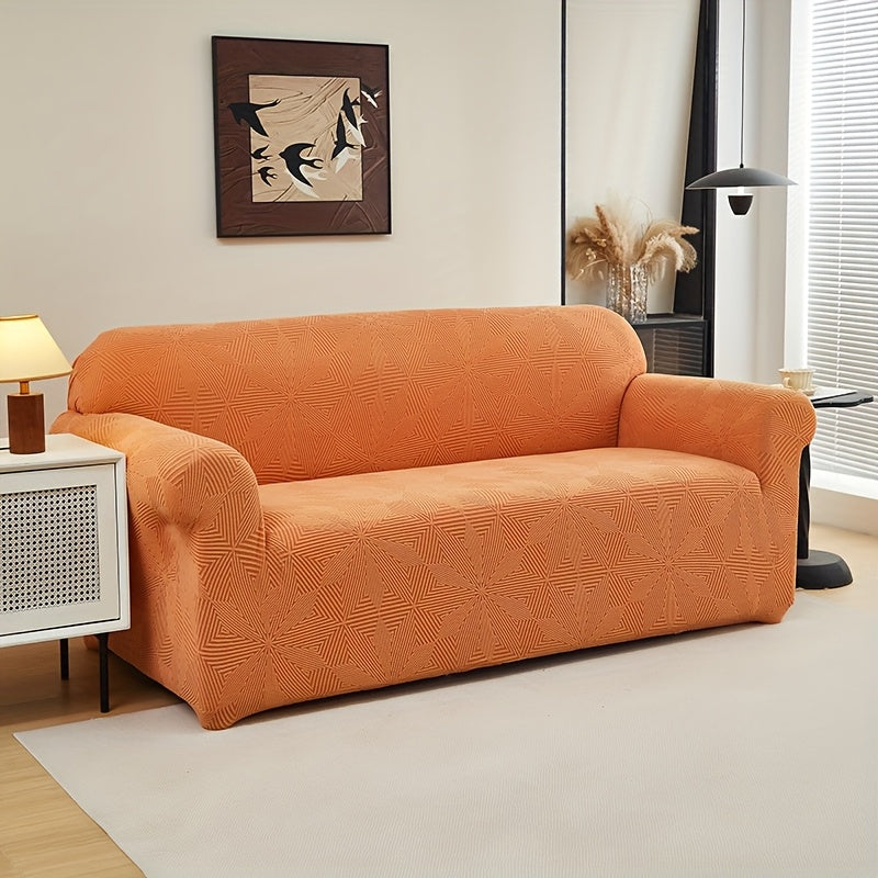 [Modern Sofa Cover] Thickened Modern Elastic 1pc Sofa Cover | Universal Four-Season Protector, 160g/m², Machine Washable, T-cushion Design, Polyester and Spandex Blend, with Elastic-band Closure