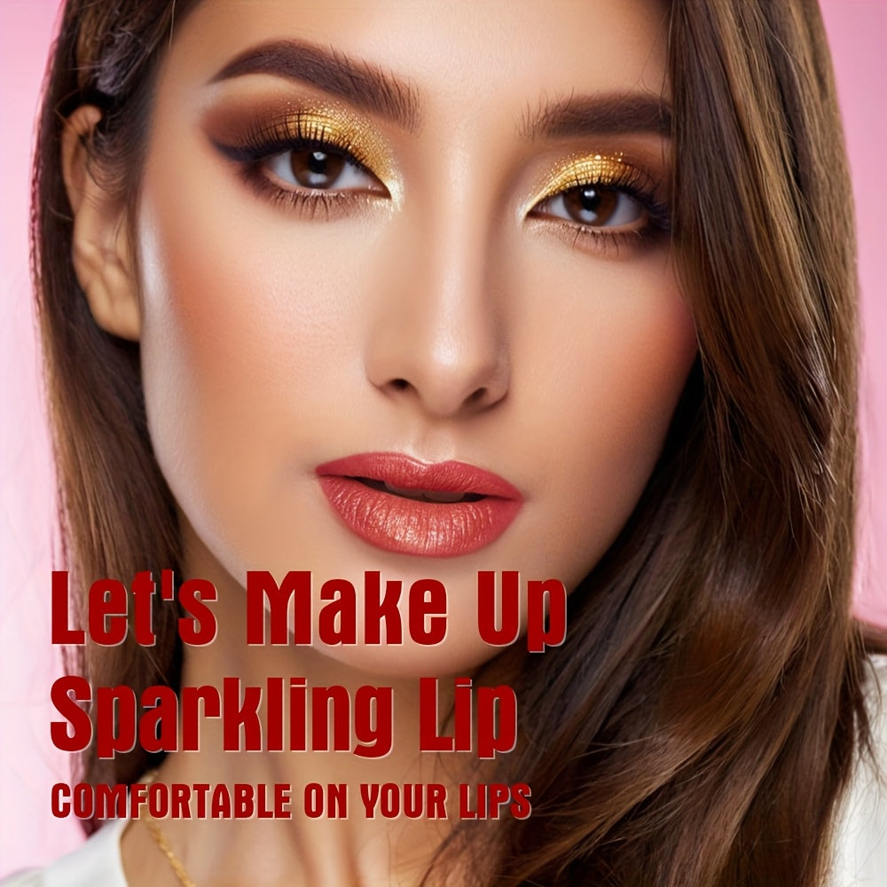 [Long-Lasting Lipstick] Waterproof, Long-Lasting 1pc of Coral Pearlescent Lipstick | Non-Sticky Formula, Easy to Apply for All Skin Types, Shimmer Lip Gloss