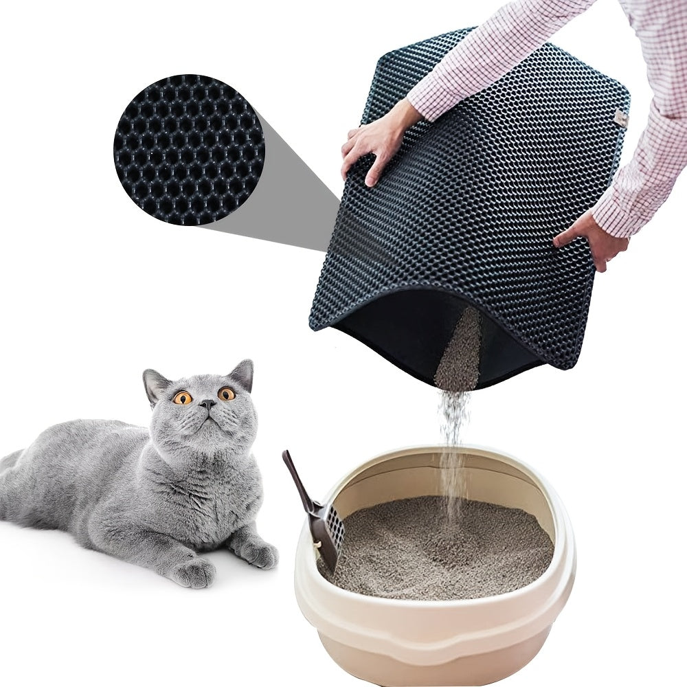 Extra Large Double-Layer Splash-Proof Cat Litter Mat - Leak-Proof, Anti-Caking & Anti-Overflow Design, Durable EVA Material, 3 Sizes Available, Easy-Clean Cat Litter Box Liner for Indoor Cats, Essential Pet Care Gift, Cat Lit