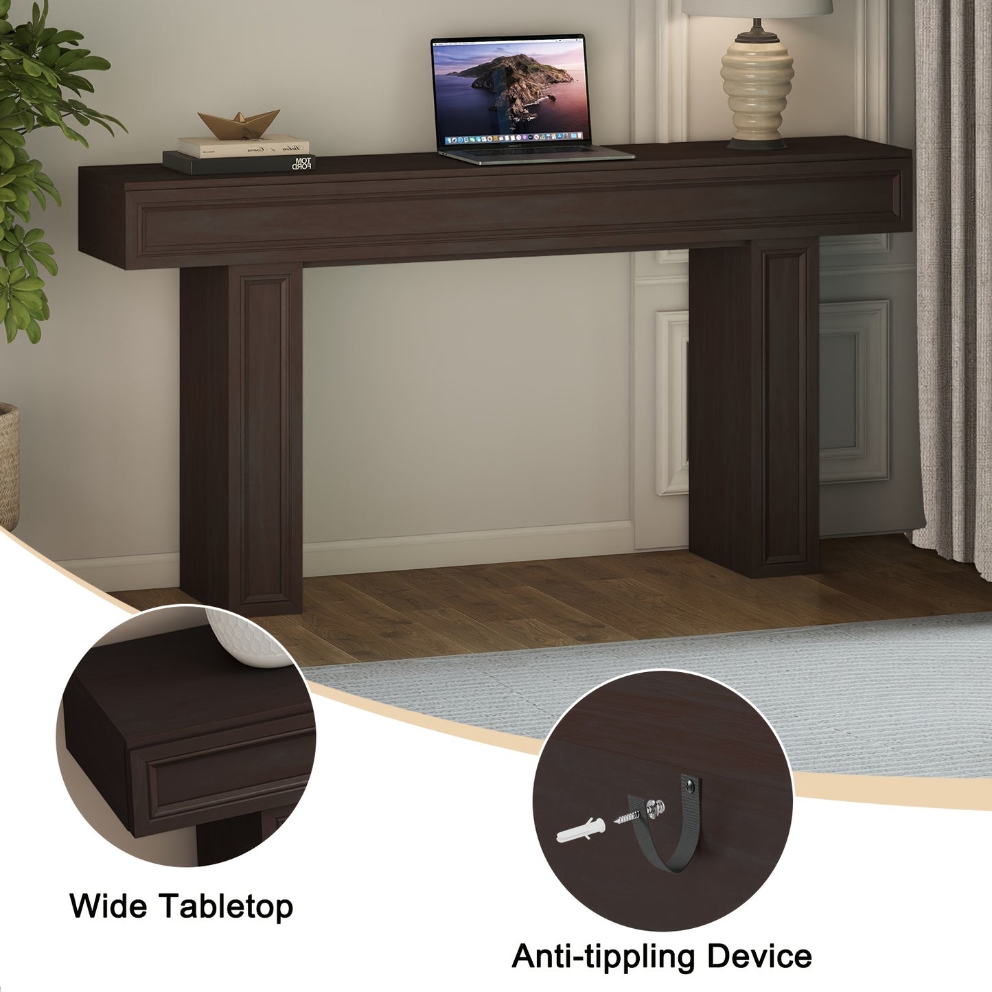 63-Inch Long Entryway Table, Modern Farmhouse Tables, Sofa Table Behind Couch, Console Table For Entryway & Living Room & Hallway