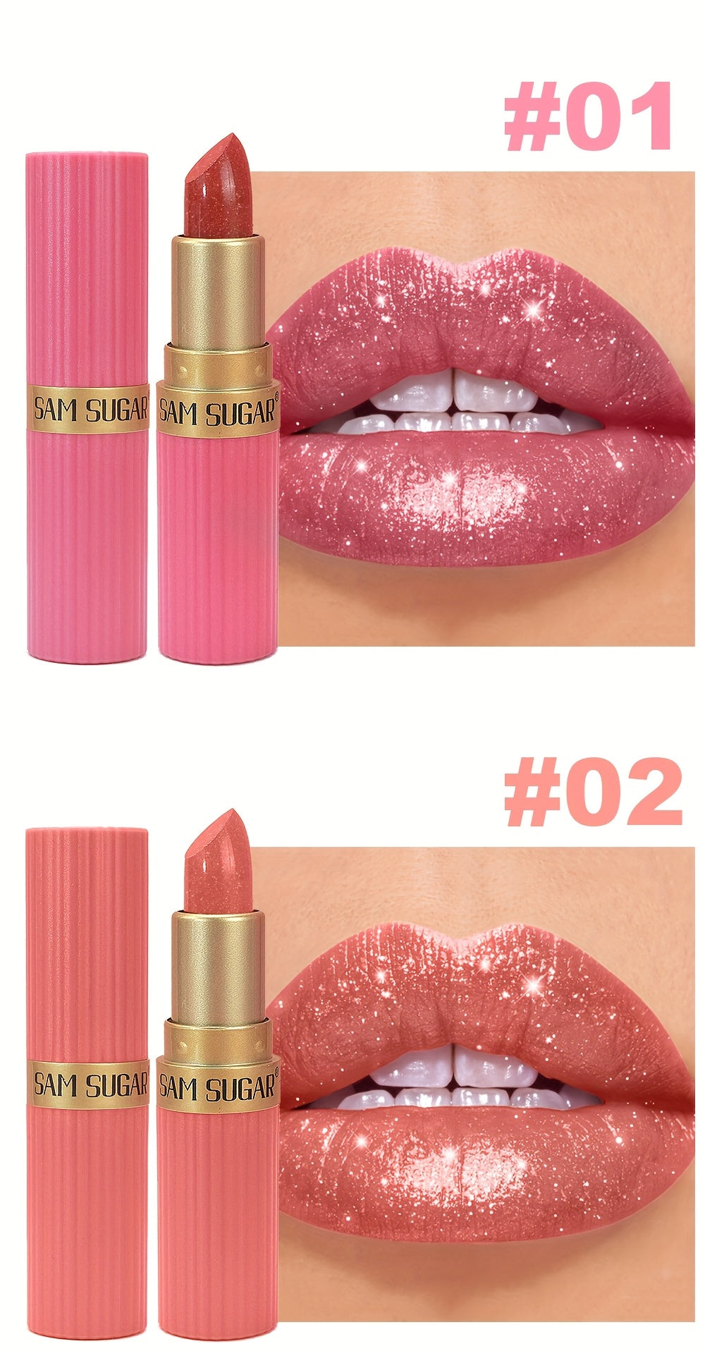 [Long-Lasting Lipstick] Waterproof, Long-Lasting 1pc of Coral Pearlescent Lipstick | Non-Sticky Formula, Easy to Apply for All Skin Types, Shimmer Lip Gloss
