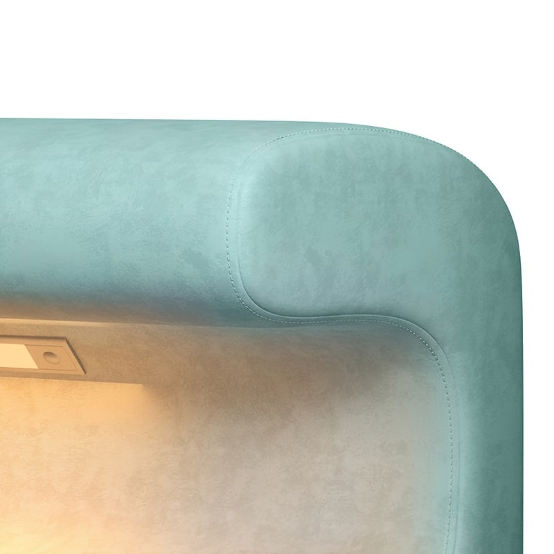 Entryway Bench Faux Leather Upholstered Ottoman With LED Sensor Light For Living Room, Bedroom, End Of Bed