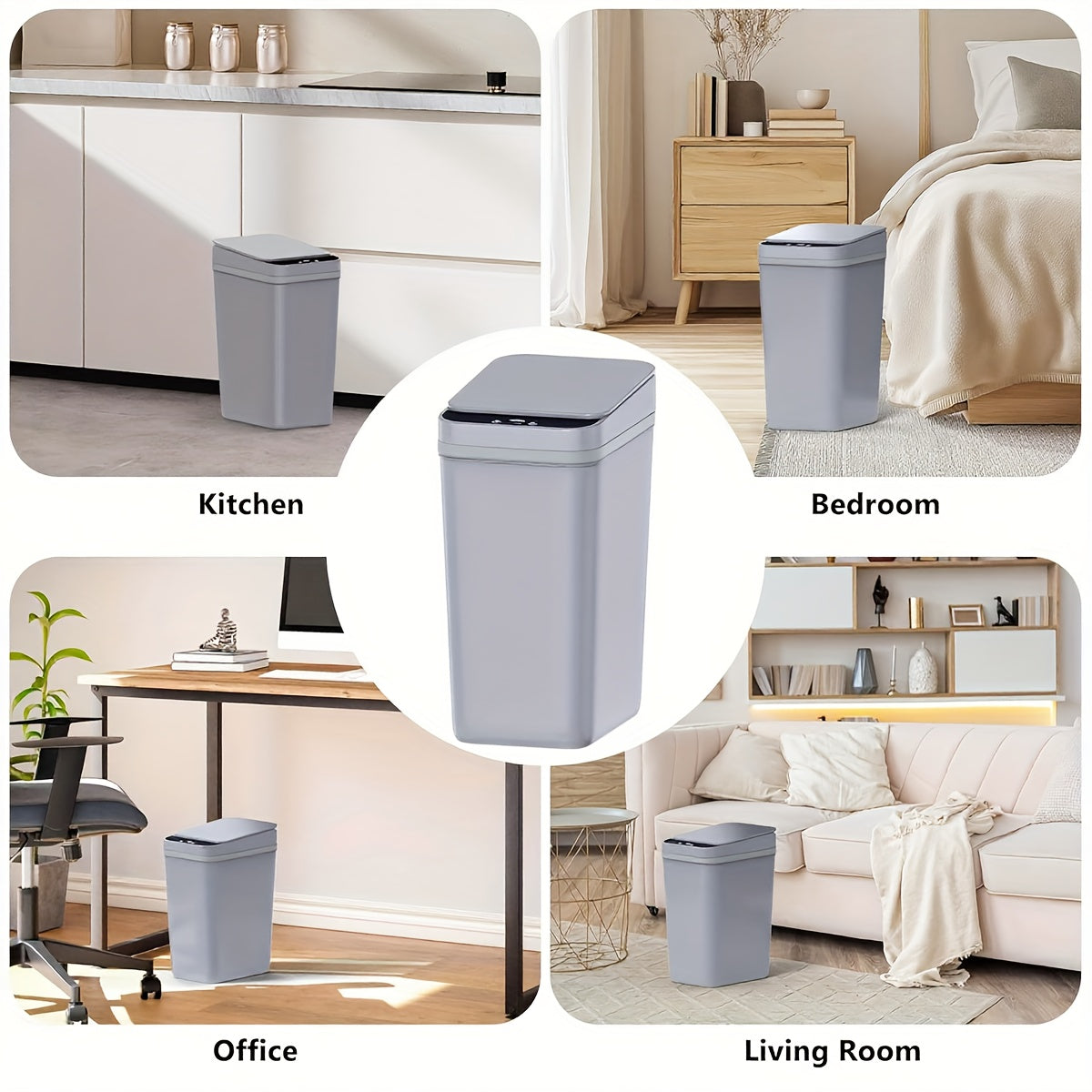 1 pack 17L/4.49gal Smart Kitchen Trash Can (enhanced version): multi-mode, kick-activated sensor, stay-open/closed button. AA batteries (not included), modern design - ideal for home, office, bathroom/kitchen, top Halloween/C