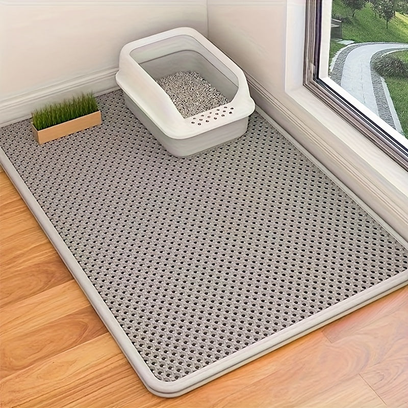 Extra Large Double-Layer Splash-Proof Cat Litter Mat - Leak-Proof, Anti-Caking & Anti-Overflow Design, Durable EVA Material, 3 Sizes Available, Easy-Clean Cat Litter Box Liner for Indoor Cats, Essential Pet Care Gift, Cat Lit