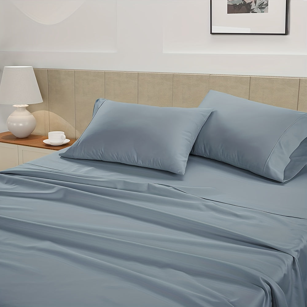 4pcs Bamboo Cooling Bed Sheets Sets Queen Size - Ultra Soft & Luxuriously Cooling, 17" Deep Pocket, Double Stitching, Perfect For Hot Sleepers - Queen Bed Sheets