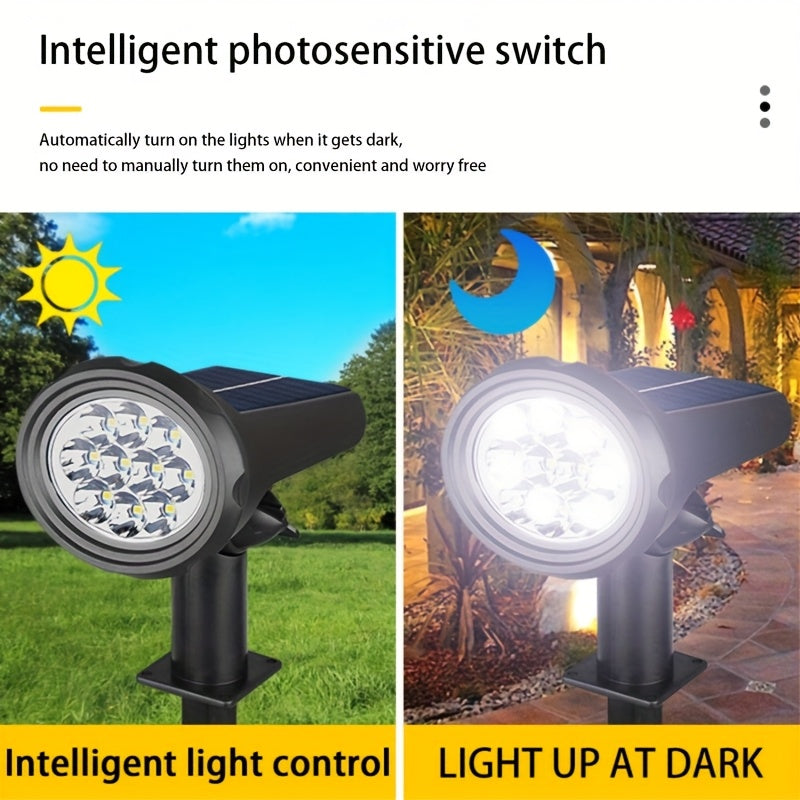 1/2pcs 7LED Solar Lamp -  IP44, Outdoor Environment Lighting, Solar Charging, Lithium Battery, 1200mAh, Plastic Structure, Semi-buried, Outdoor Lighting Solution - Modern Outdoor Lamp - Durable Plastic