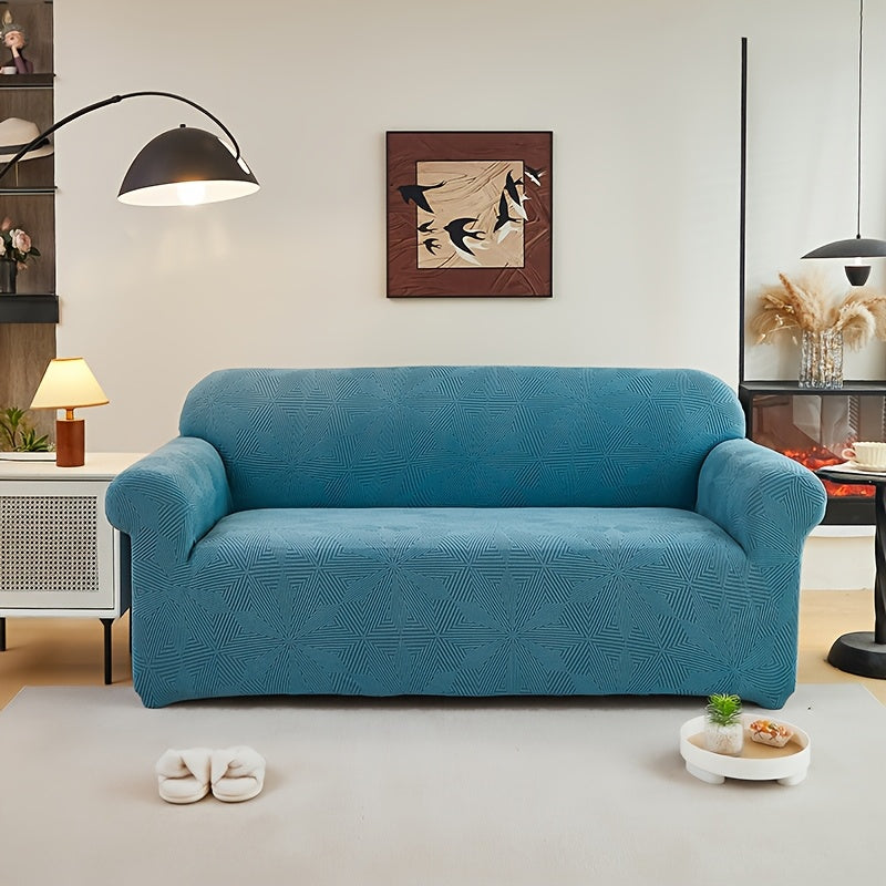 [Modern Sofa Cover] Thickened Modern Elastic 1pc Sofa Cover | Universal Four-Season Protector, 160g/m², Machine Washable, T-cushion Design, Polyester and Spandex Blend, with Elastic-band Closure