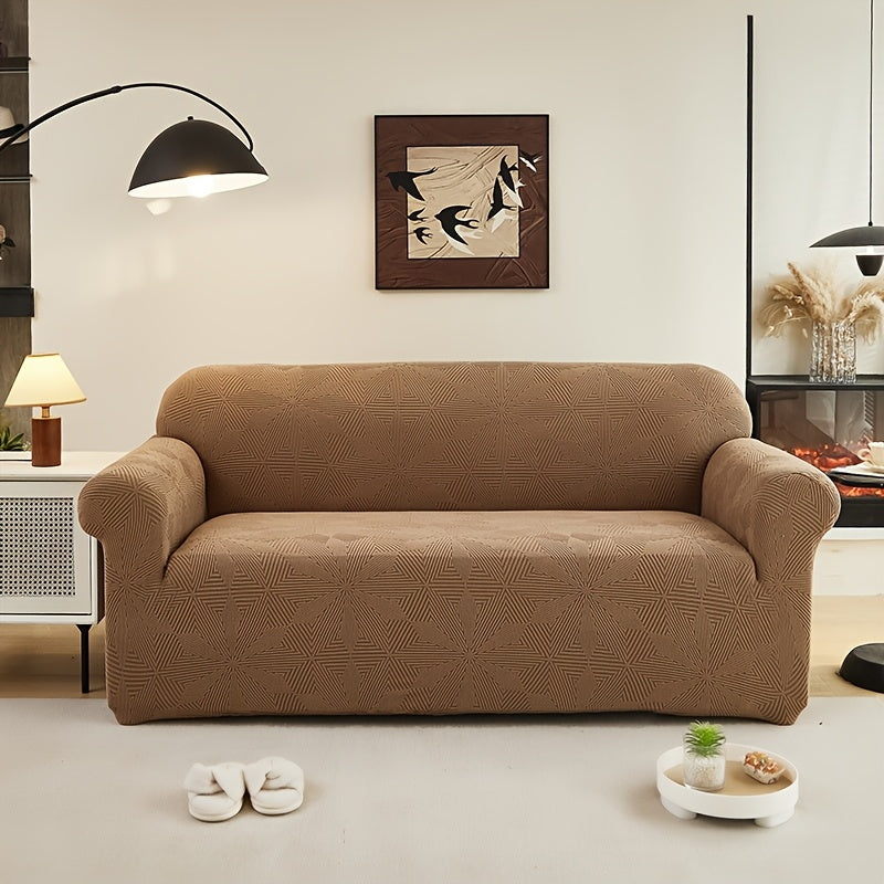 [Modern Sofa Cover] Thickened Modern Elastic 1pc Sofa Cover | Universal Four-Season Protector, 160g/m², Machine Washable, T-cushion Design, Polyester and Spandex Blend, with Elastic-band Closure