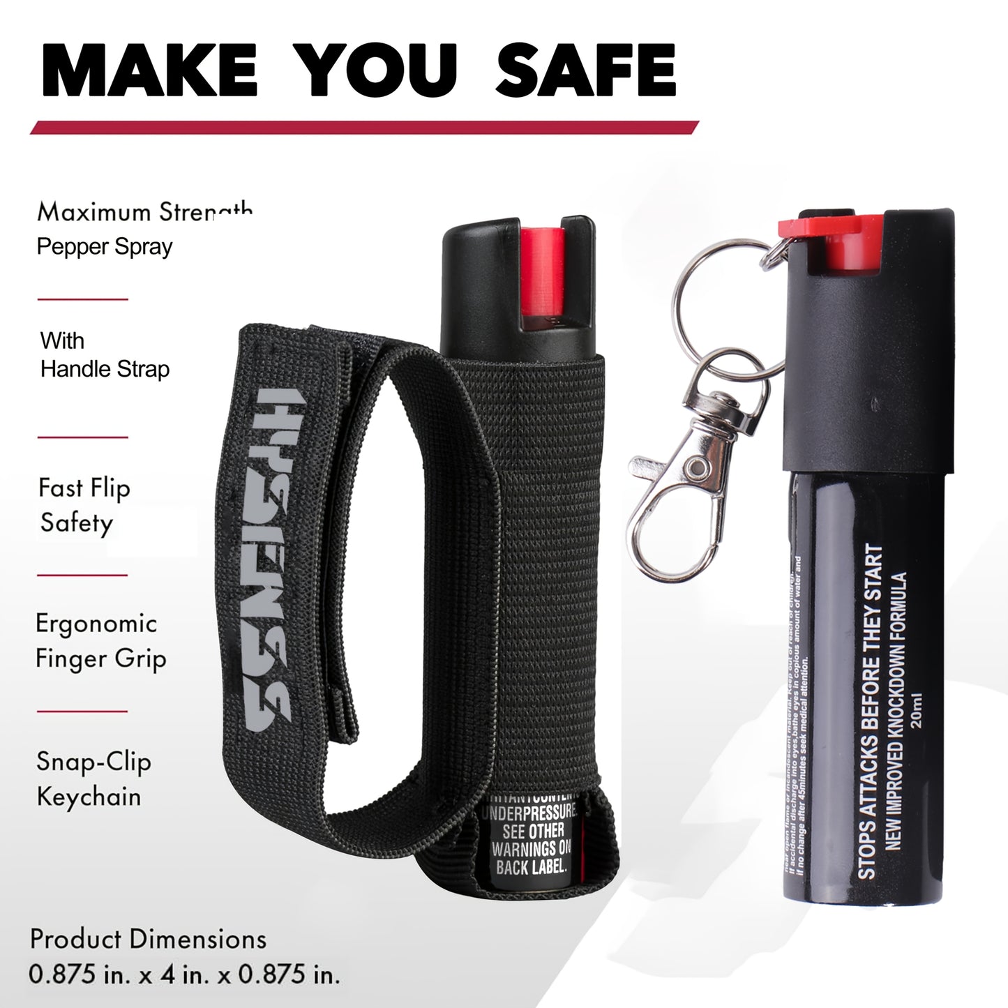 Pepper Spray with Quick-Release & Ergonomic Finger Grip - 0.54fl.oz Compact & Powerful Formula, Durable Plastic Design for, Security, Jogging