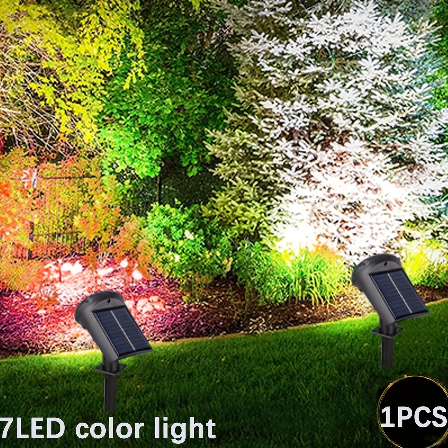 1/2pcs 7LED Solar Lamp -  IP44, Outdoor Environment Lighting, Solar Charging, Lithium Battery, 1200mAh, Plastic Structure, Semi-buried, Outdoor Lighting Solution - Modern Outdoor Lamp - Durable Plastic