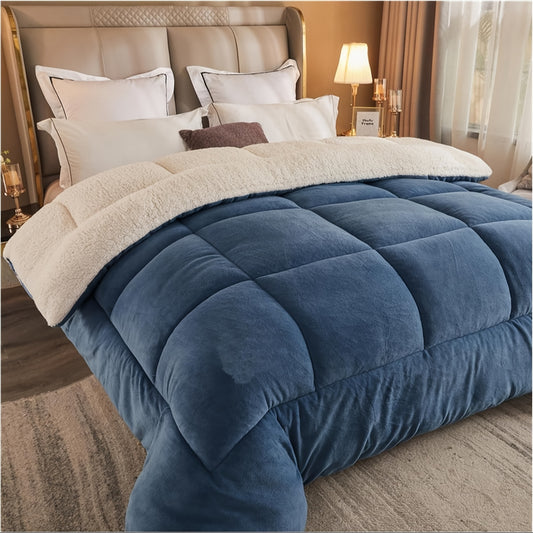 1pc Orhopui -Like Lamb's Comforter - Thickened Winter Quilt with Half Pillowcase, All-Season Bedspread or Sofa Cover, Machine Washable Blanket for Queen-Like (No Turning Required), Multicolor Options