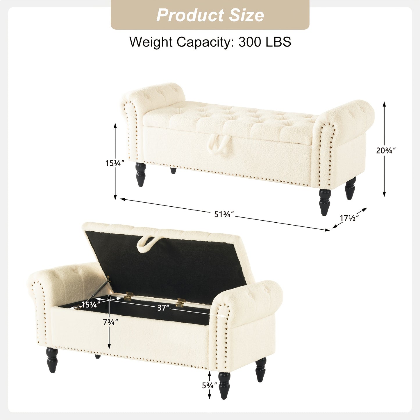 FURNIMART Luxury Mid-Century Modern Wooden Storage Bench with Roll-Up Arms - Large Capacity Flip-Top Design, Durable Recycled Wood, Easy Assembly for Bedroom, Living Room, Hallway