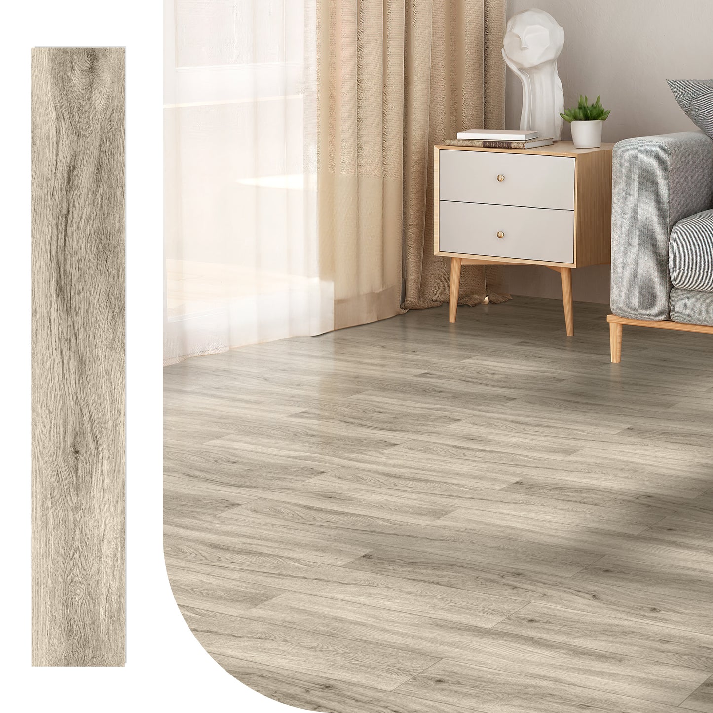 10-Pack Click-Lock Flooring Planks, 48" x 7.2" Waterproof and Wear-Resistant Composite Panels