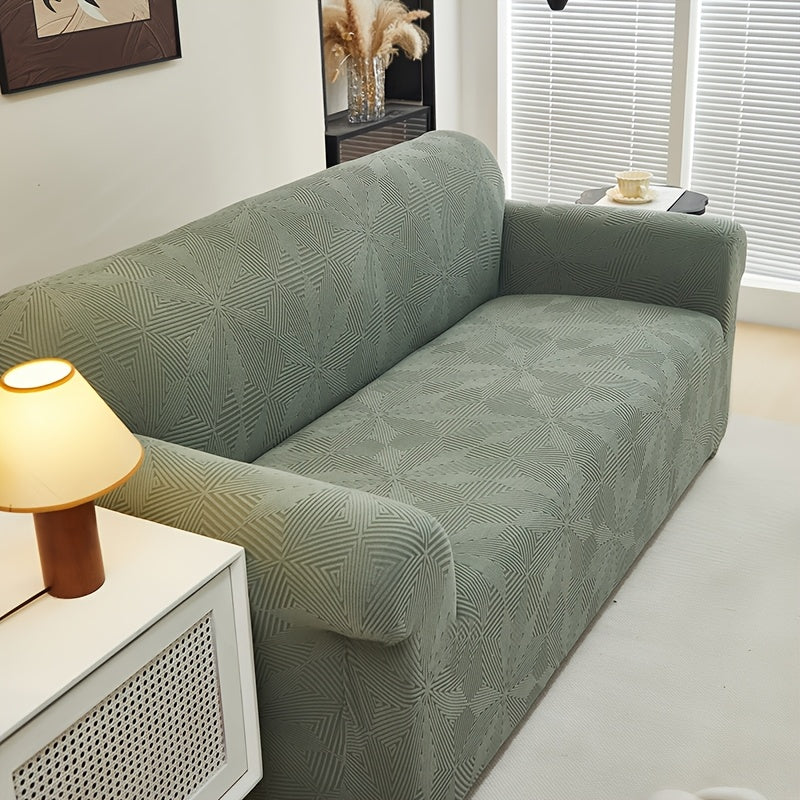 [Modern Sofa Cover] Thickened Modern Elastic 1pc Sofa Cover | Universal Four-Season Protector, 160g/m², Machine Washable, T-cushion Design, Polyester and Spandex Blend, with Elastic-band Closure