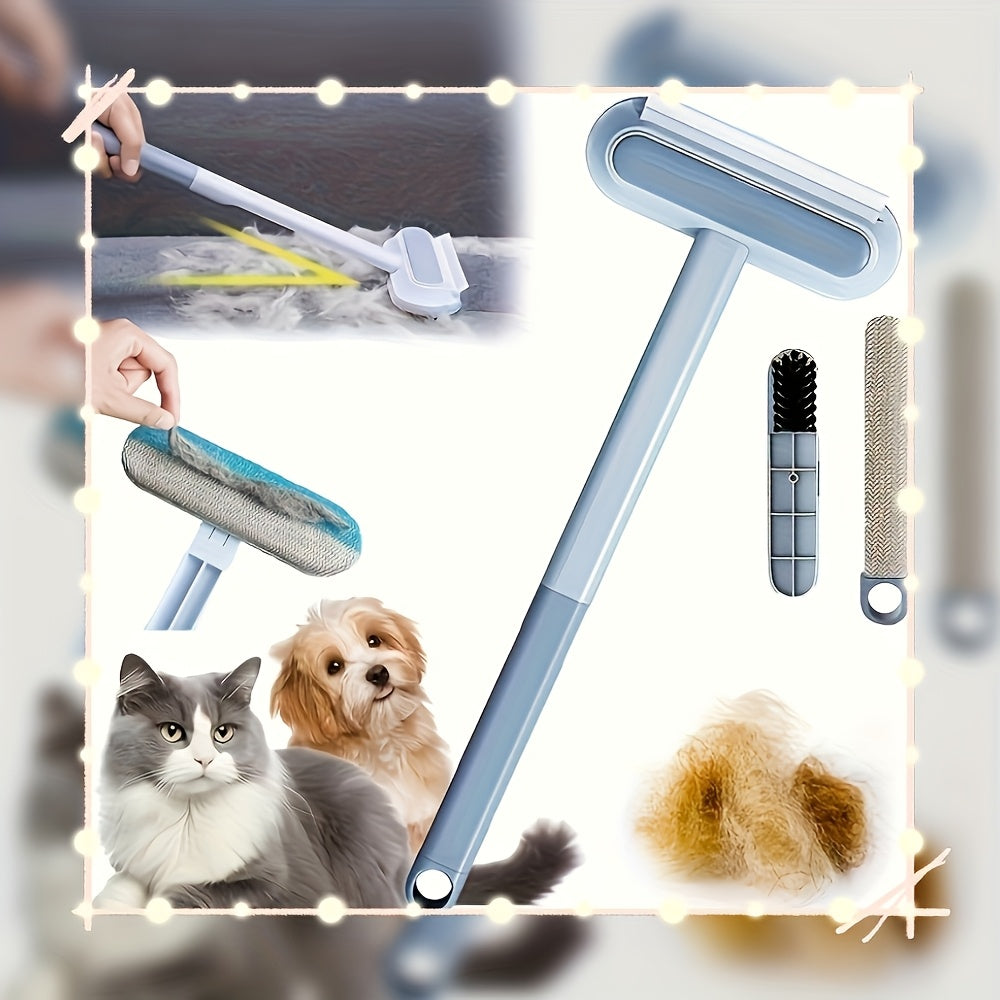 Two-in-One Pet Hair Remover Brush - Washable & Reusable, Ideal for Dog Hair on Carpets and Sofas, Suitable for Removing Sticky Pet Cat Hair from Sofa Beds and Carpets