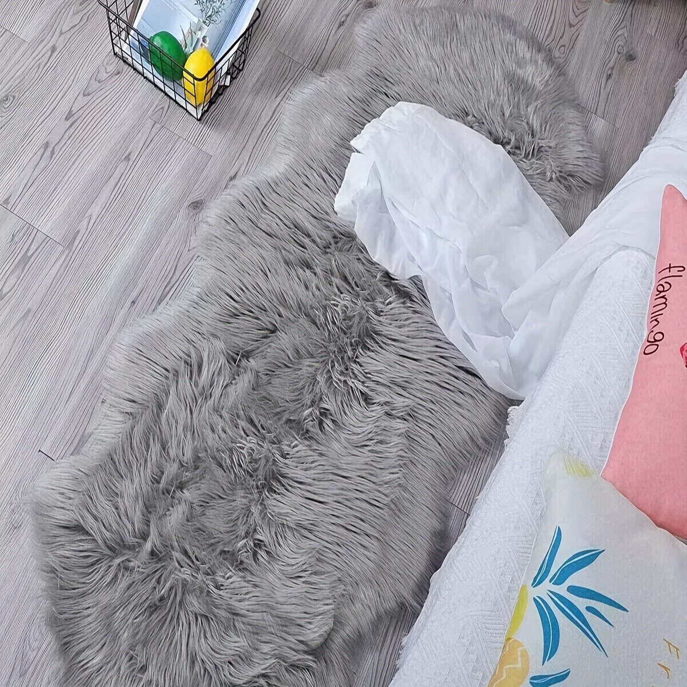 Soft Fluffy Mat - Beige/Neutral Colors, Plush Texture Mat for Living Room, Bedroom, Entryway - Machine Washable Modern Mat - Multi-Size Options Available