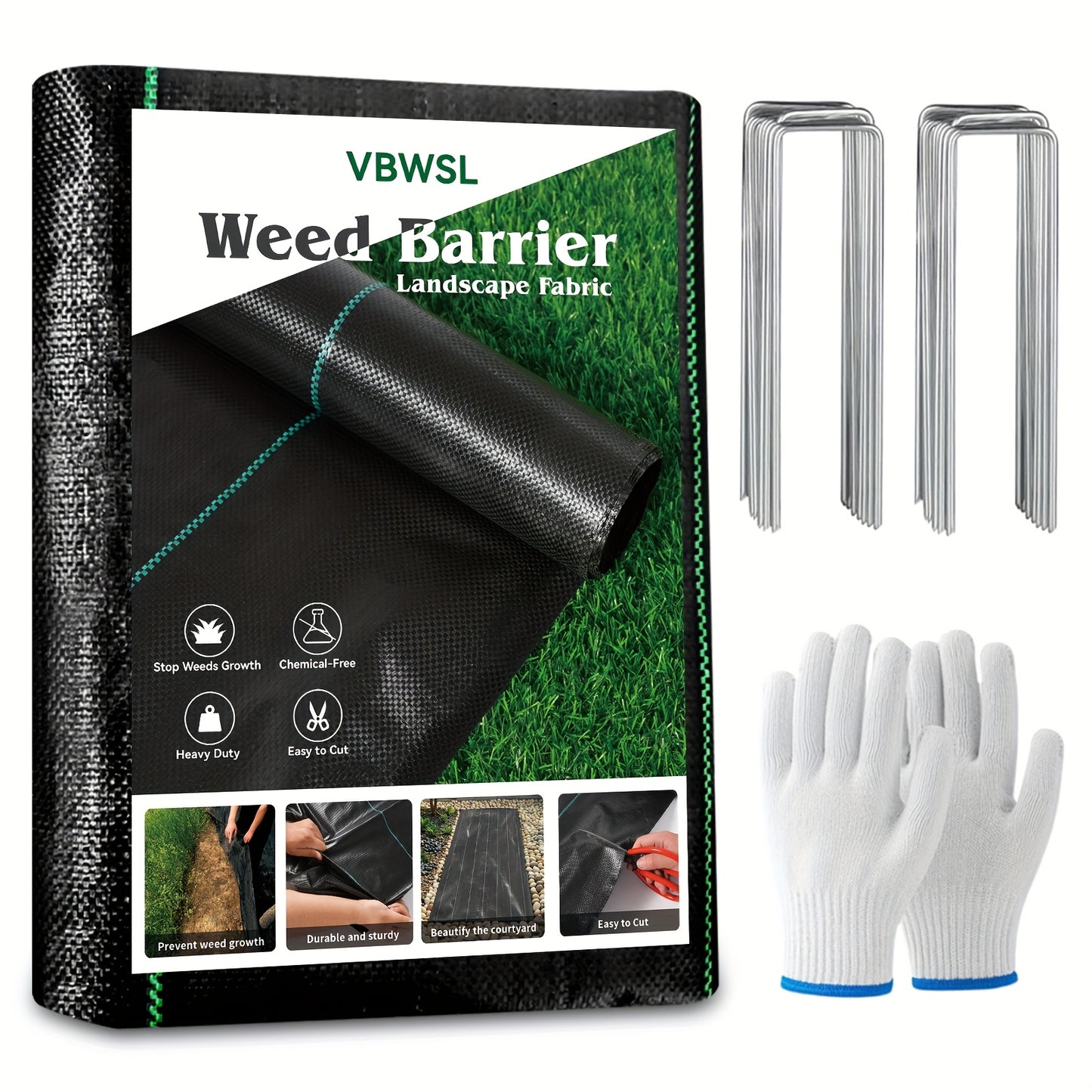 3ft/4ft/5ft X100ft Heavy-Duty Weed Barrier Landscape Fabric - 3.2oz Durable Ground Cover with Black & White Striped Pattern, French Drainage Design for Garden, Patio, Yard, Vehicle Sidewalk - Weed Control & Landscaping, Weed