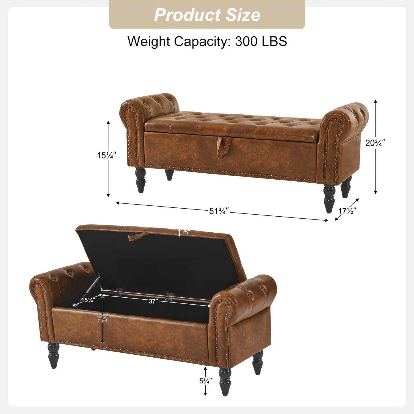 FURNIMART Luxury Mid-Century Modern Wooden Storage Bench with Roll-Up Arms - Large Capacity Flip-Top Design, Durable Recycled Wood, Easy Assembly for Bedroom, Living Room, Hallway